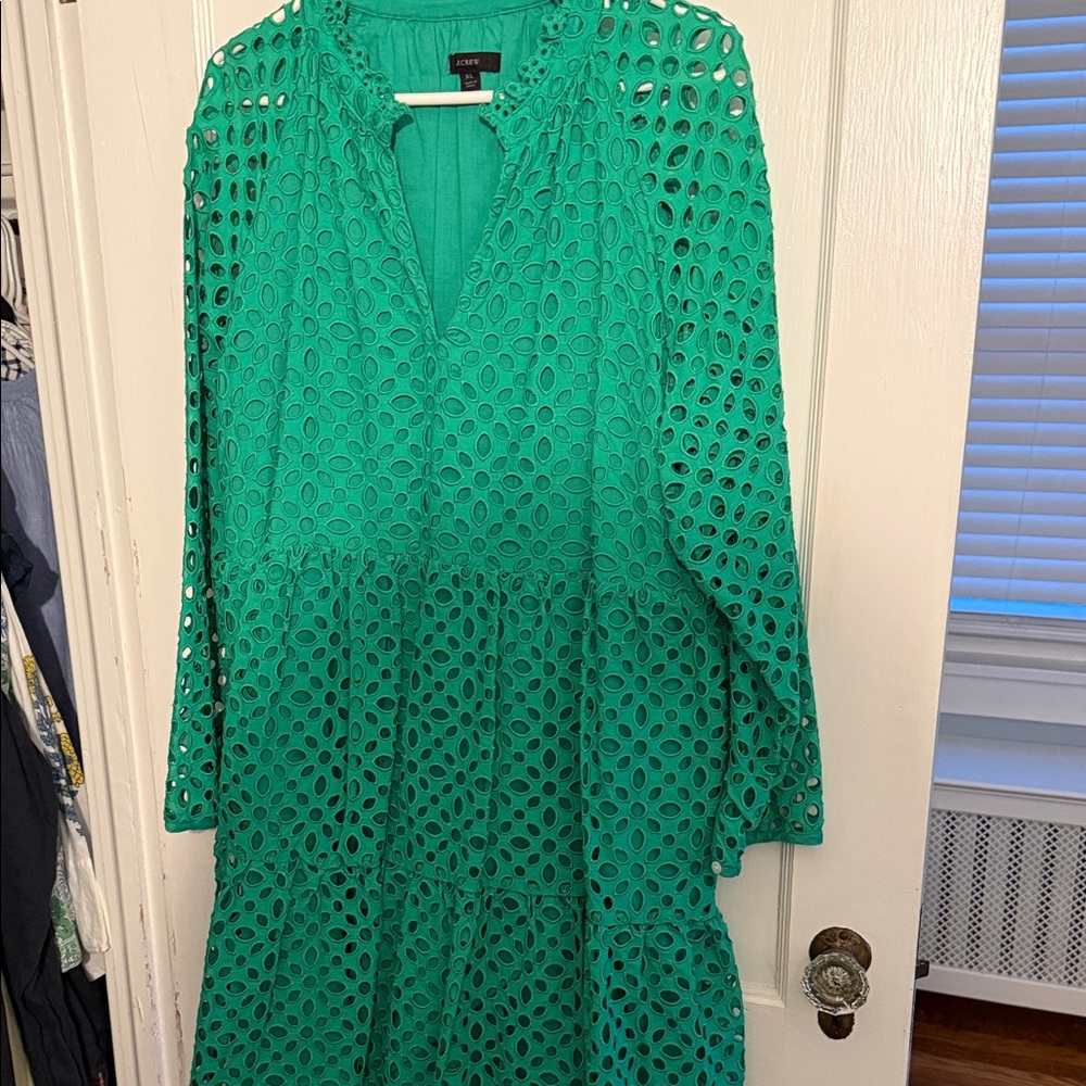 JCrew Green Eyelet Dress